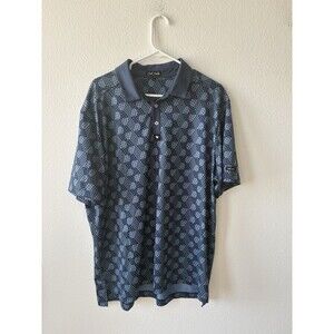 Bad Birdie Men's XXL Blue Geometric All Over Print Short Sleeve Golf Polo Shirt